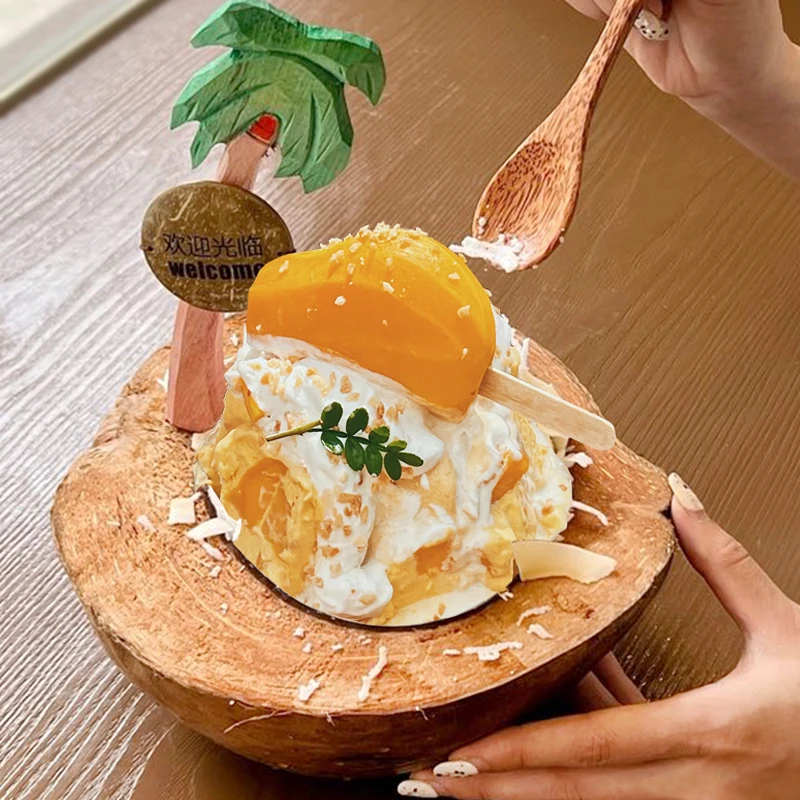 Coconut bowl, coconut tree shaped bowl, ice cream bowl, pastoral style