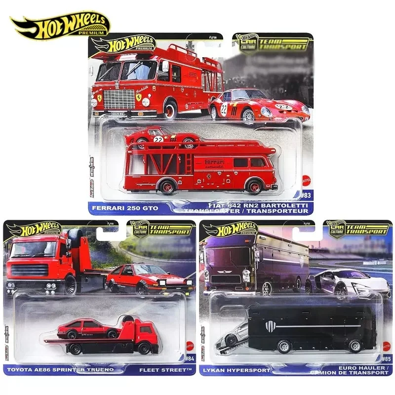 

Новая распродажа Hot Wheels Premium Car Culture Team Transport Toys для мальчиков 1/64 Diecast Ferrari Fiat Lykan Hauler Toyota AE86 Модель автомобиля