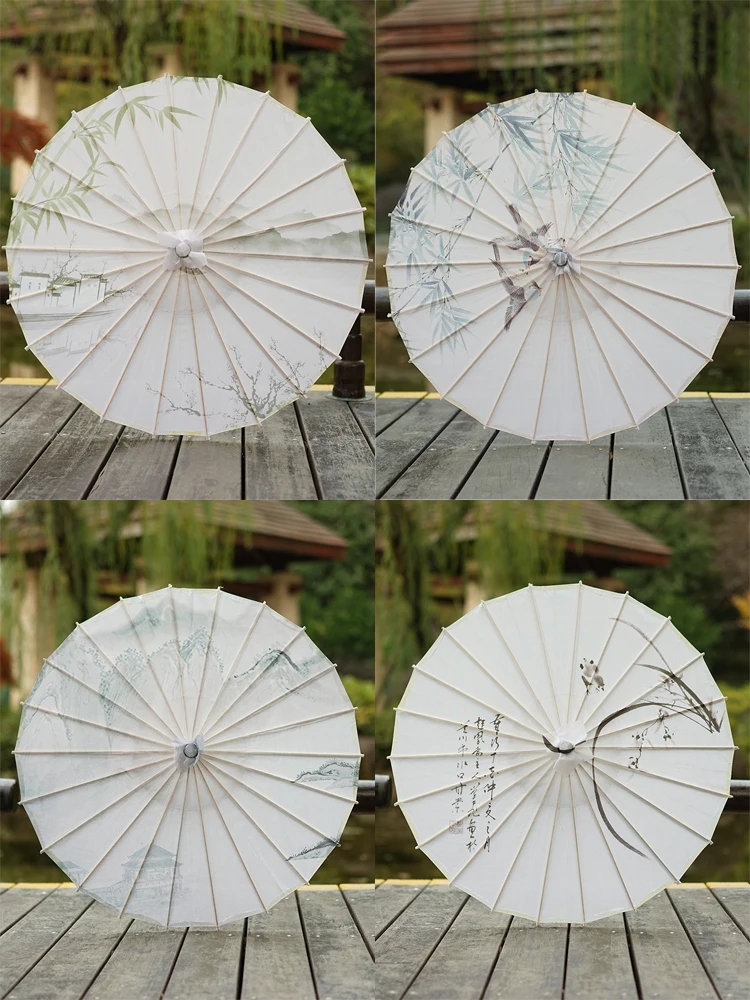 

Ретро китайский зонт из масляной бумаги, шелковая ткань, танцевальный декоративный зонт, акварель, реквизит для фотосъемки, костюм ханьфу