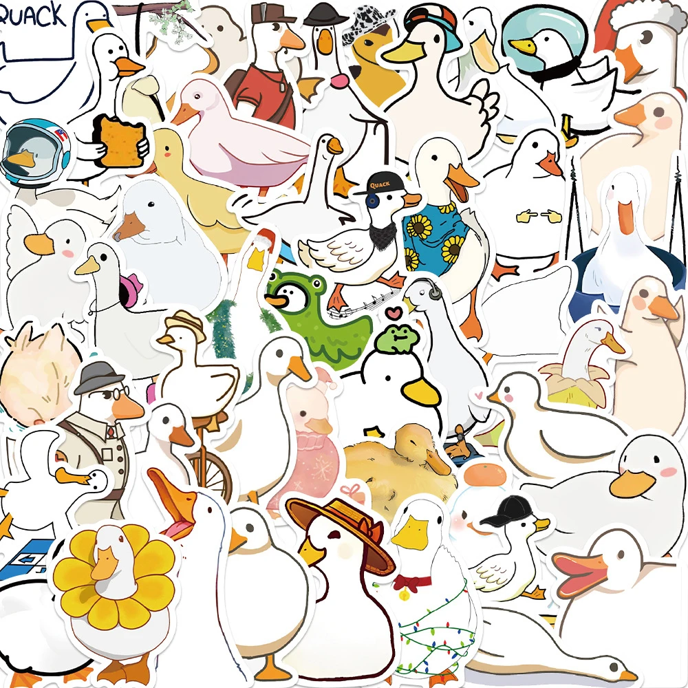 10/30/50pcs Cartoon Cute Animals Duck Graffiti Stickers Funny Decal Kid Toy DIY Laptop Motorcycle Luggage Car Decoration Sticker