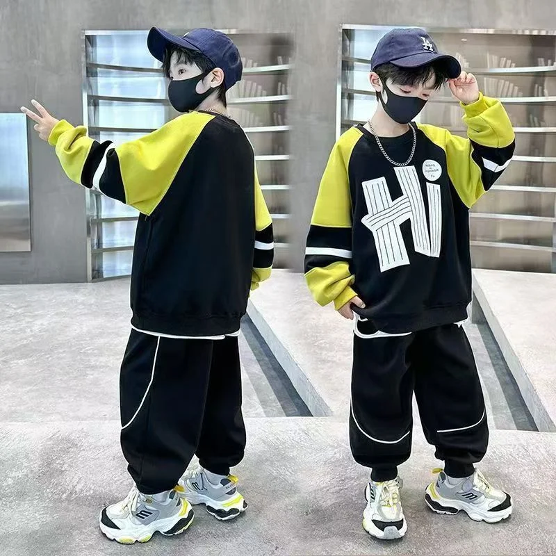 

Autumn Kids Sport Clothes Sets Boys Letter Sweatshirts Pullover+Pants 2set Children Long Sleeve Tracksuit Teen Loose Casual Suit