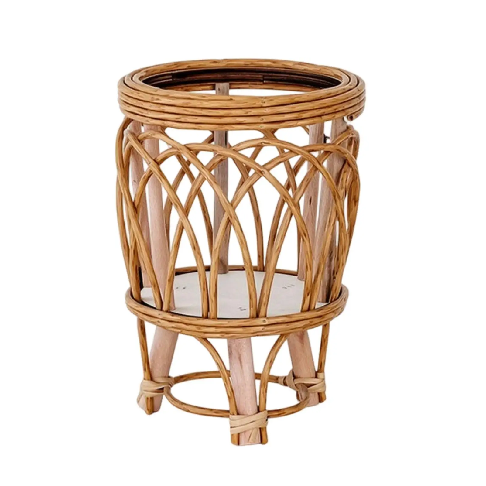 Floor Display Stand for Plants Indoor Rattan Style Plastic Pot Holder for Home Balcony Decor
