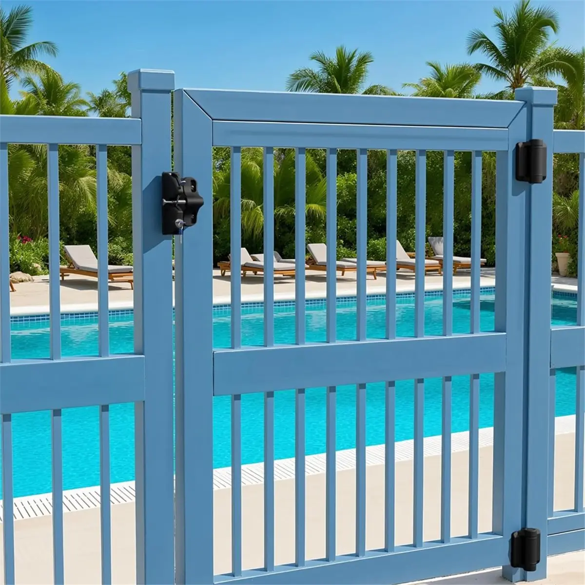 A89X Self Locking Gate Latch, Lockable Latch Key,Locking Gate Latch Fence Lock for Outdoor Gates Metal, Wood, and Vinyl Fence