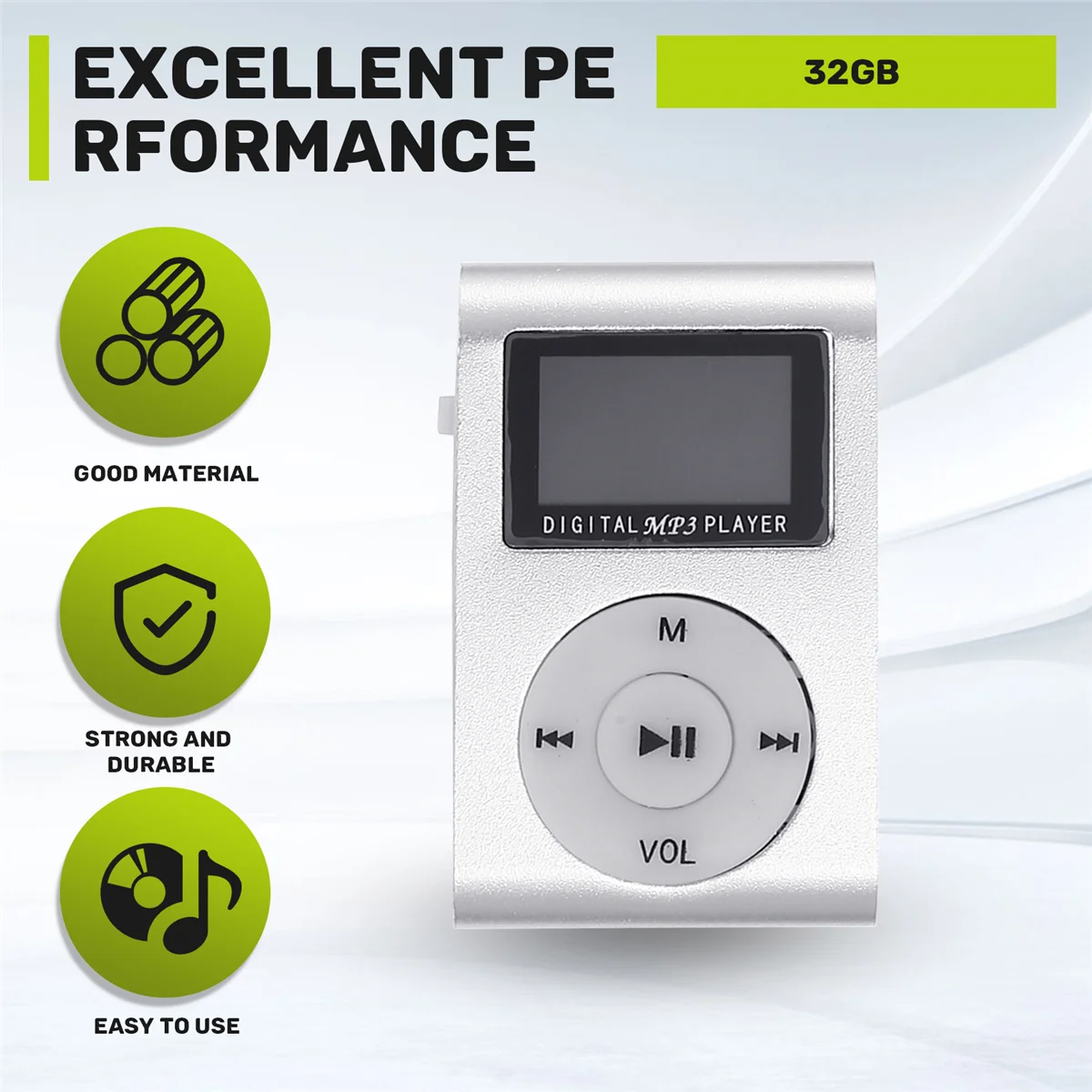 Мини-USB-клип, MP3-плеер, видеоэкран, поддержка 32 ГБ Micro-SD TF-картыABGI