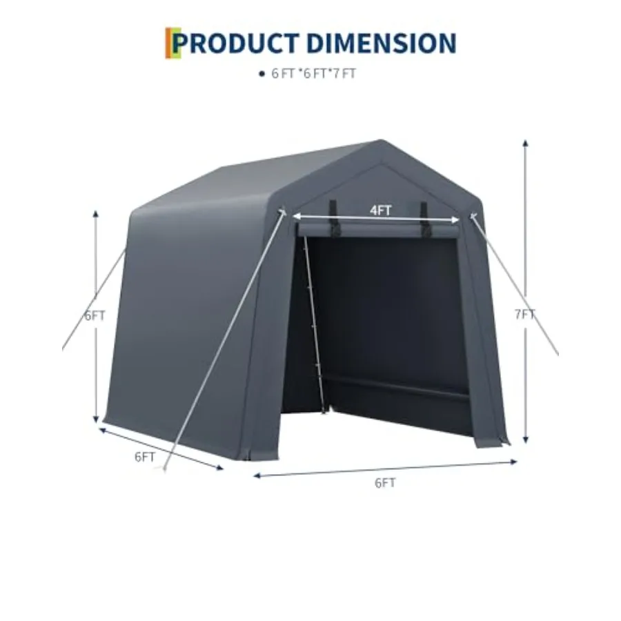 Portable Outdoor Storage Shed for Motorcycle, Firewood, Tools: 240G Heavy-Duty Waterproof PE Tarp, UV-Resistant, Gray with Roll