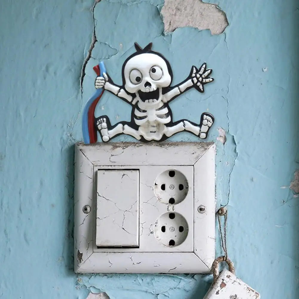 Electric Shock Skull Wall Sticker Halloween Wall Decoration 3d Skeleton Wall Decoration Electric Shock Halloween for Sockets