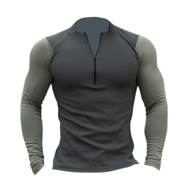 Men Compression Running Sport T-shirt Athletic Tight Long Sleeve Sweatshirt Training Jogging Outer Clothing Fitness Tops F4S2