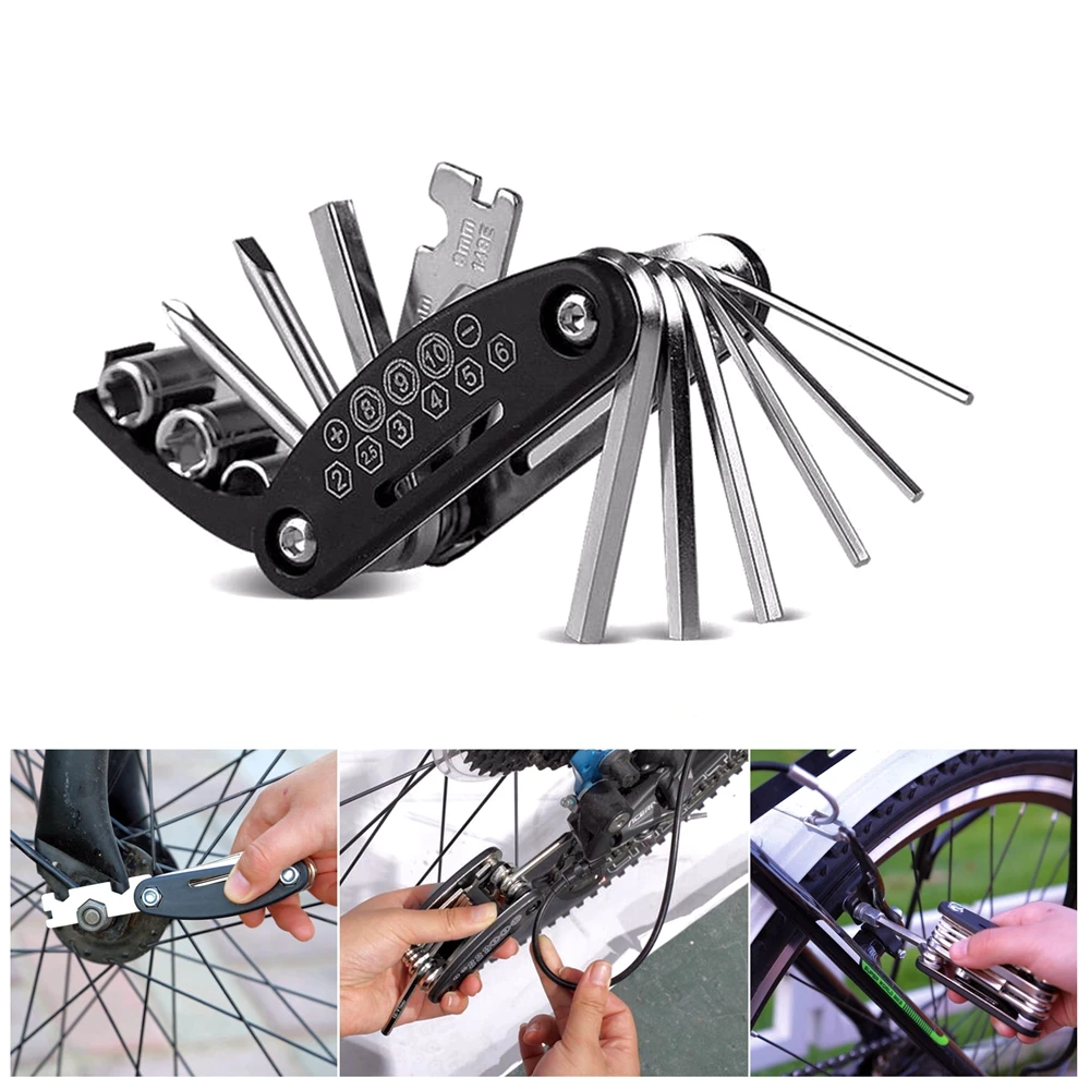 Bike Portable Socket 16 in 1 Multipurpose Wrench Bicycle Multi Tool Screwdriver Mountain Motorcycle Bicycle Repair Tools