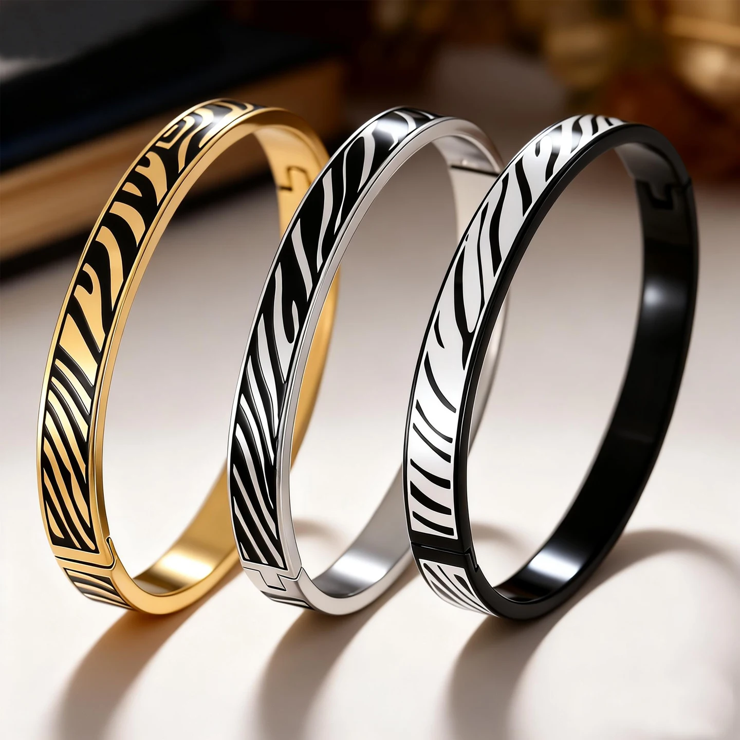 8mm Stainless Steel Bracelet with Epoxy Color Pattern, Multiple Graphic Design Resin Inlay Gold Silver Black Men Hip Hop Jewelry