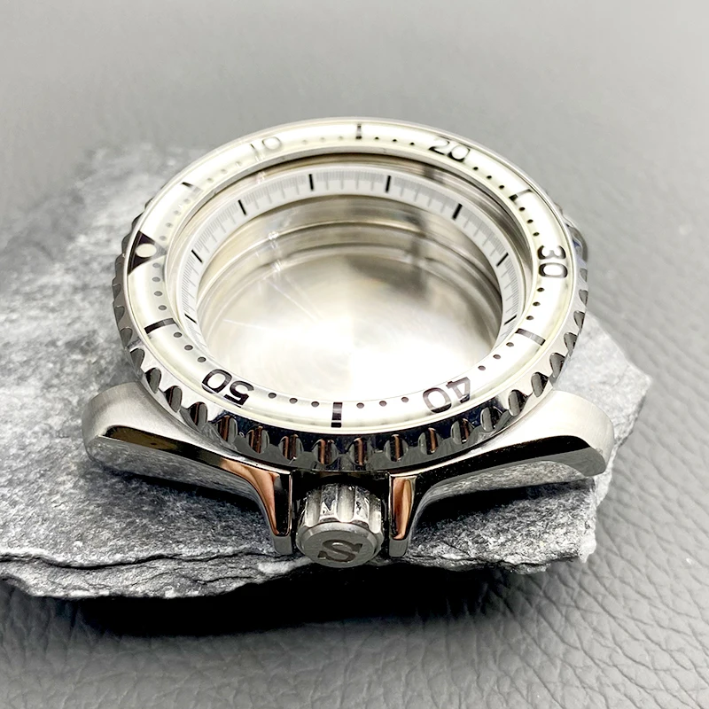 42mm Silver SKX007 Watch Case with Sapphire Crystal Glass Fits NH34 NH35 NH36 Japan Movement Men Diving Watch Case Custom