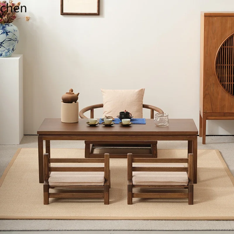 W5.19 Tea Table Elevated Solid Wood Bay Window Table Balcony Small Coffee Table Floor