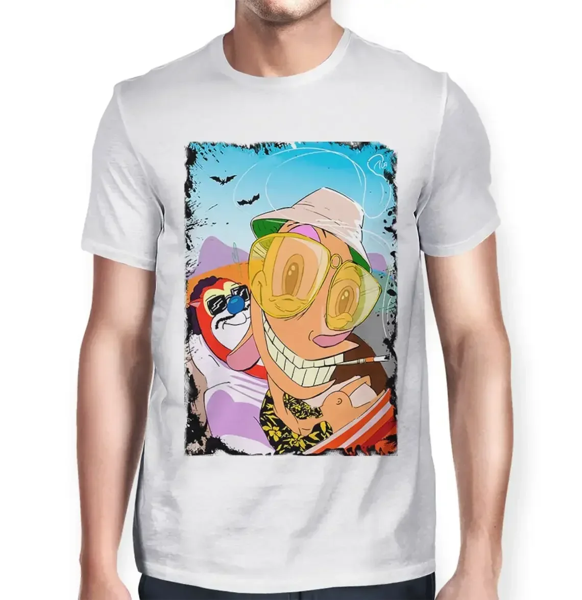 Ren And Stimpy X Fear Loathing In Las Vegas T-Shirt 100% Cotton Shirt Men's Women's All Sizes (Mw-108)