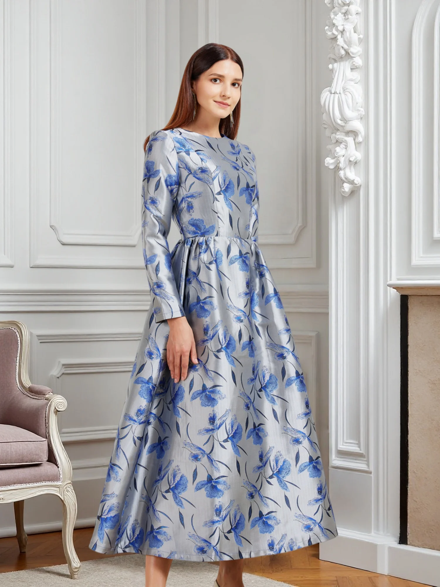 

Новое роскошное платье - удлиненное жаккардовое платье для осени/зимы - элегантное вечернее платье для вечеринок - платье для гостей на свадьбу