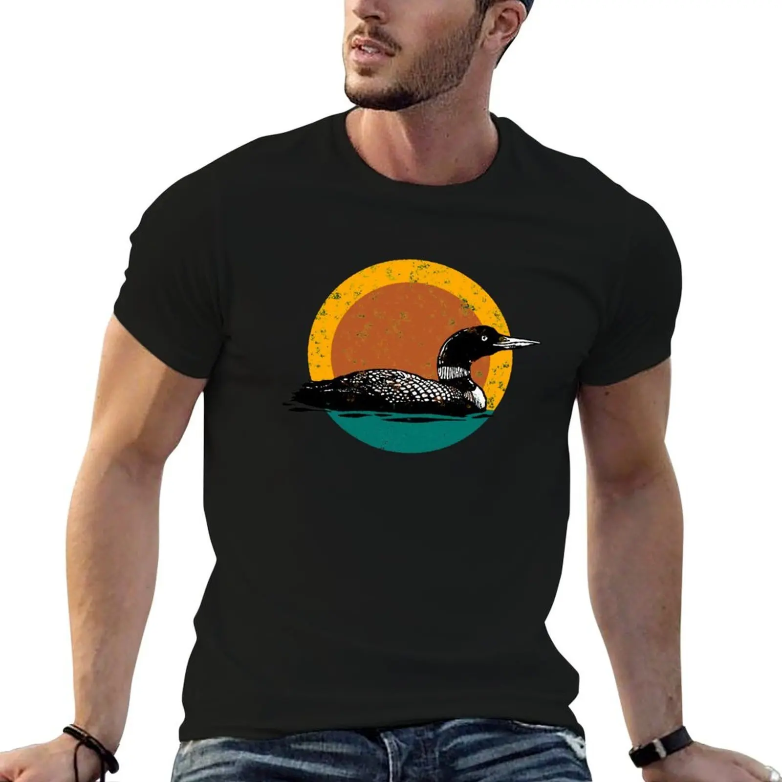 Loon Sunset- Faded Look with Retro Colors T-Shirt affliction shirts vintage mens t shirt graphic