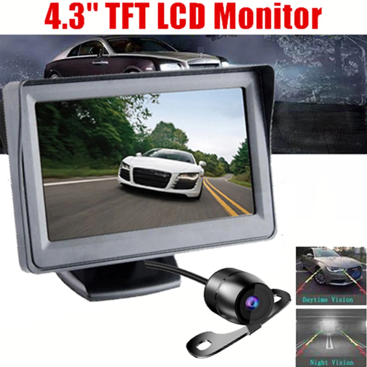 

Car Rear View Backup Camera Reverse HD Parking 4.3" Kit Monitor F2C8
