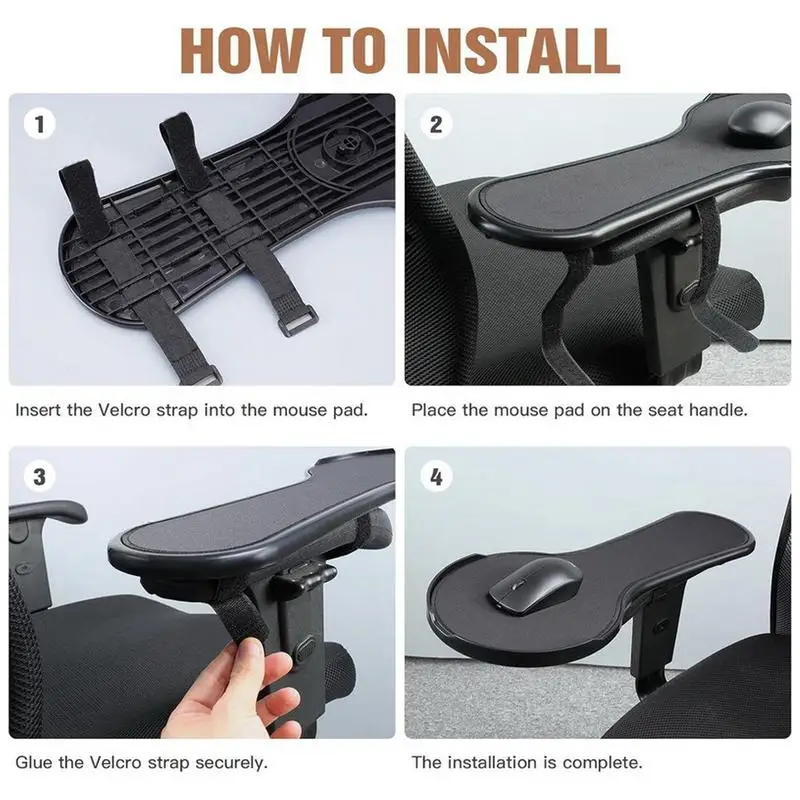 Ergonomic Arm Rest Mouses Pad Black Chair Arm Rest Adjustable Attaches To Chair Mouses Extension Tray Home