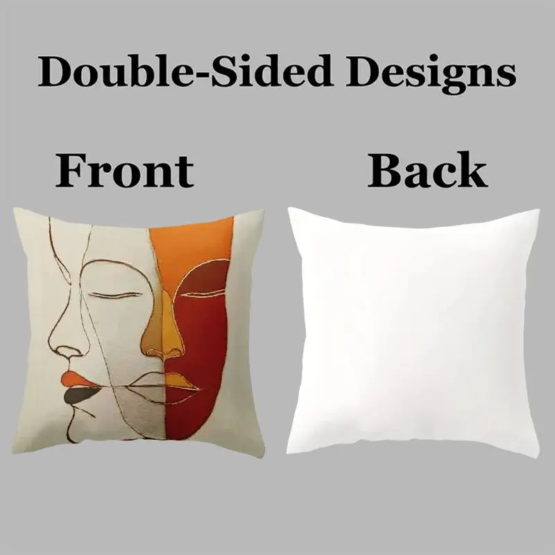 Abstract Geometric Portrait Pillow Covers Set 4PCS Modern Decorative Cushion Case for Bedroom Living Room Home Decor