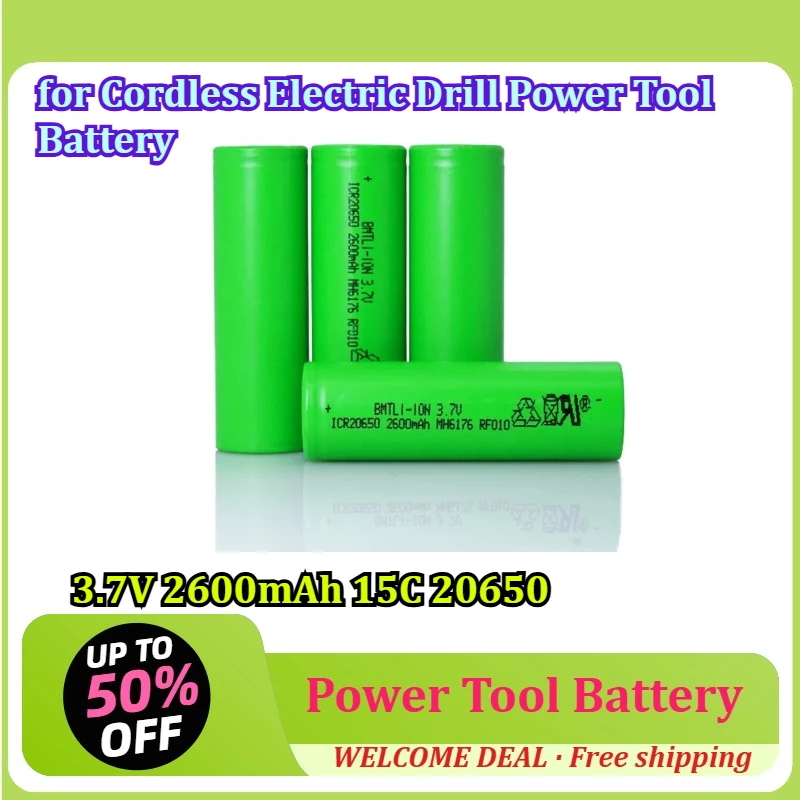 for Cordless Electric Drill Power Tool Battery 3.7V 2600mAh 15C 20650 Rechargeable Lithium Ion Battery