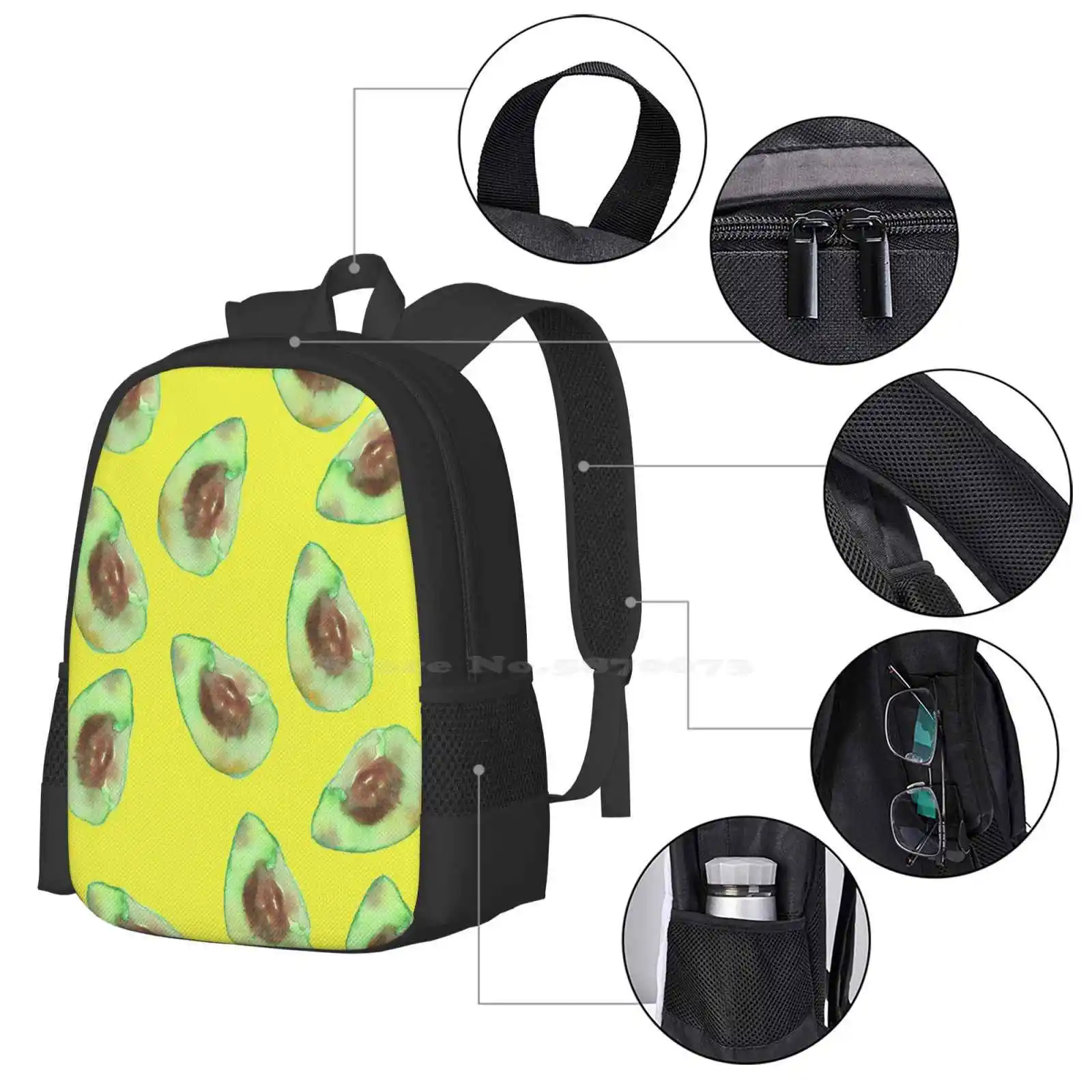 Bolsa de Aguacate Mania para hombres y mujeres, mochila con patrón de adolescentes, diseño textil, Aguacate, fruta Tropical, Rica, Caribbien