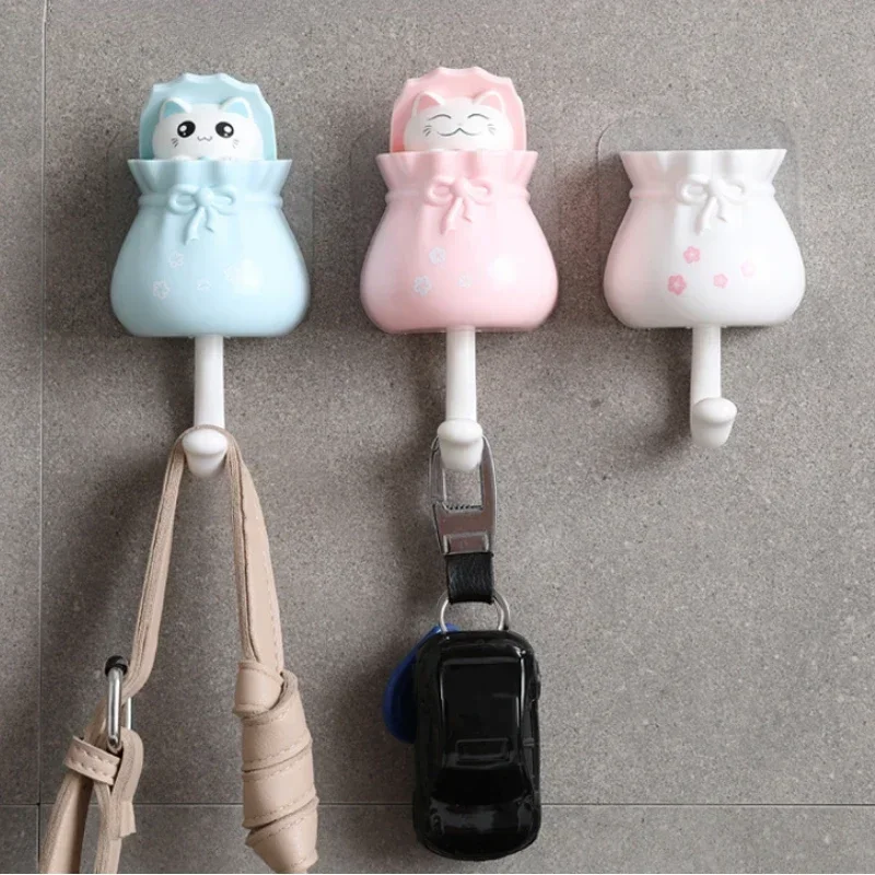 Cute Pet Cat Strong Viscose Universal Hook Cap Bag Clothes Umbrella Rock Multi-Purpose Storage Tool Gift Bear The Door