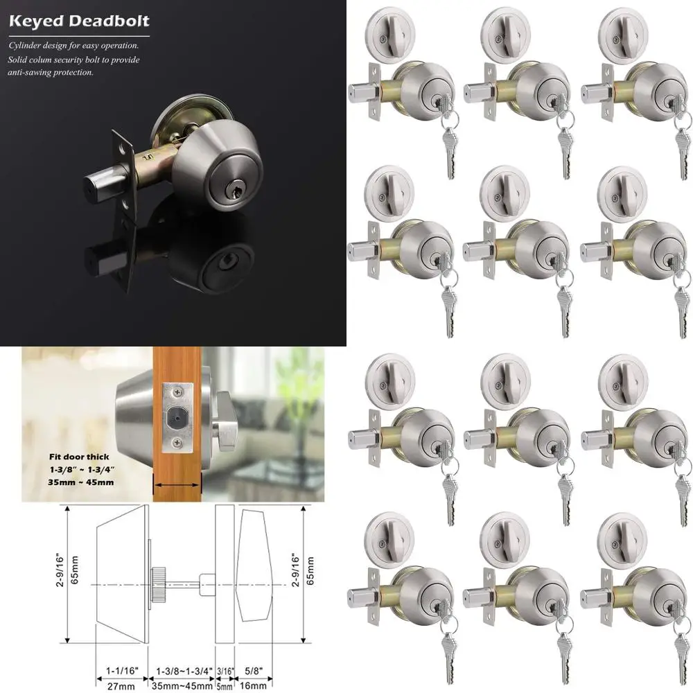

Комплект из 6 одинарных цилиндровых замков с ключом с одной стороны, отделка сатинированный никель