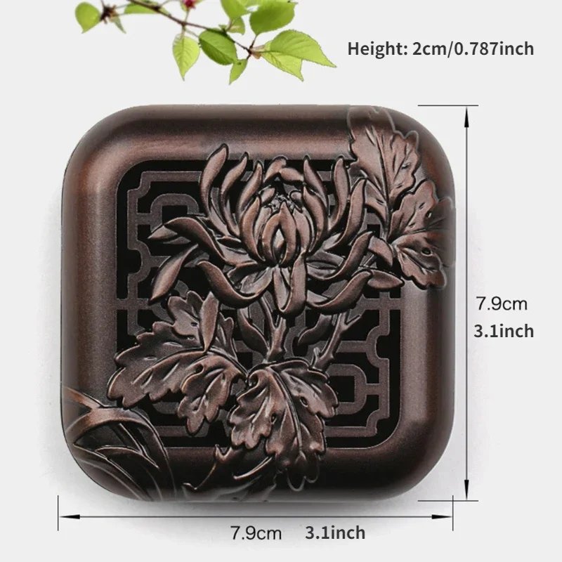 Mini Alloy Incense Box Coil Incense Burner Plum Blossom Bamboo Chrysanthemum 4-Gentlemen Zen Sandalwood Burner Home Decoration