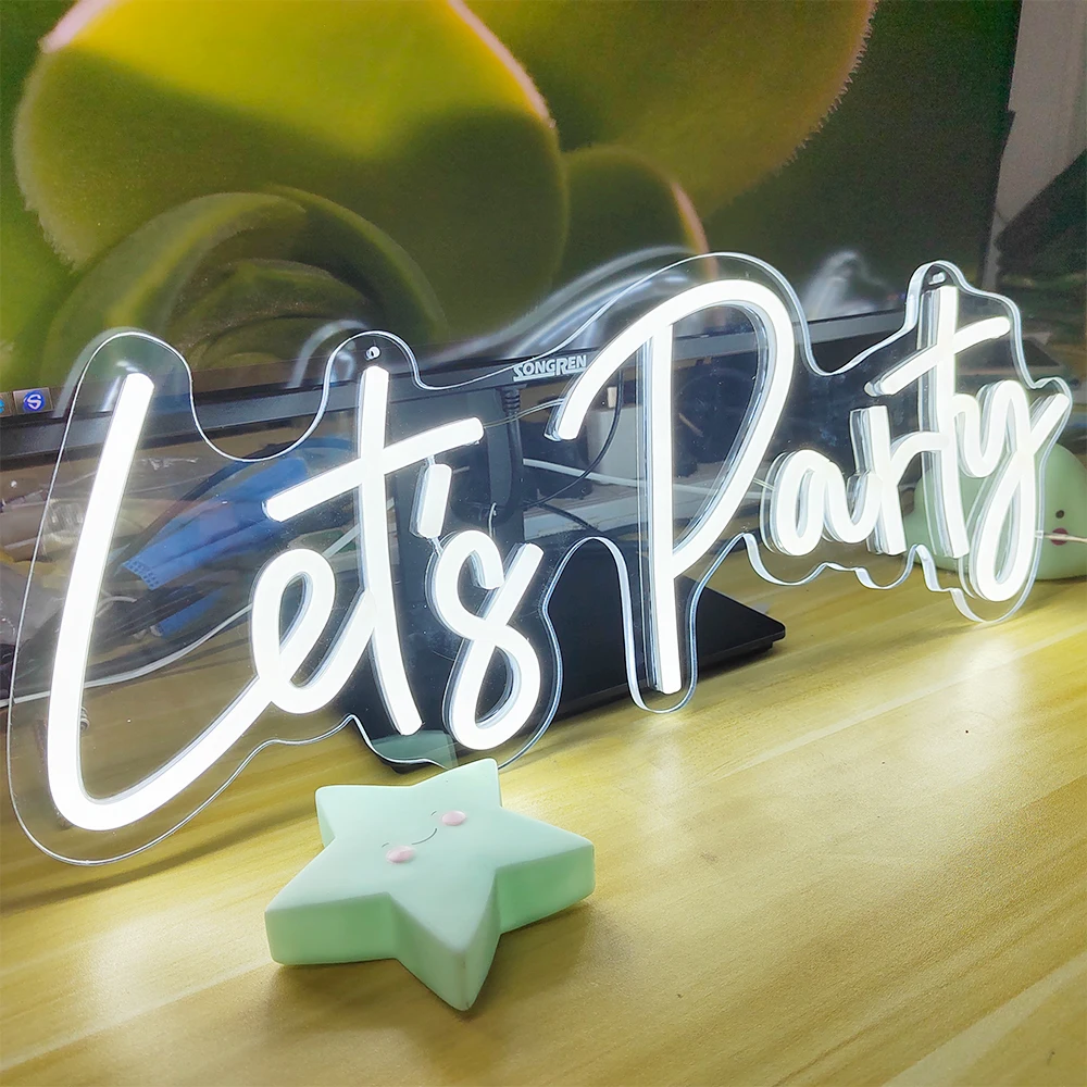 Imagem -06 - Lets Party Neon Sign para Bachelorette Party Led Night Light Wall Art Decor Regulável Festa em Casa 22x8 Polegadas