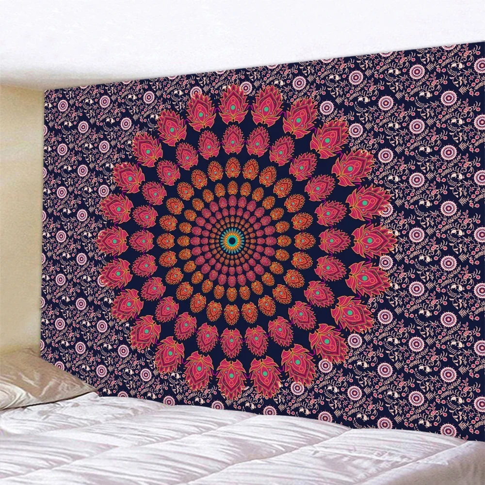 Indian large size mandala home decoration tapestry hippie bohemian psychedelic scene bedroom wall decoration tapestry yoga mat