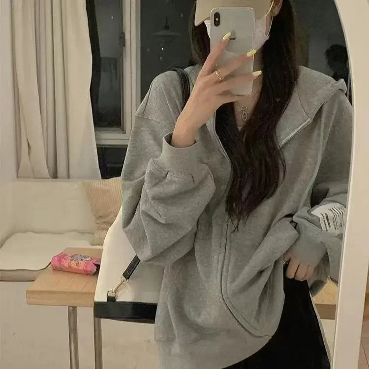 Schwarzer Kapuzenpullover 2025 Damenbekleidung mit Reißverschluss, schmal geschnitten, Y2k-Jacken, lässige Mode-Sweatshirts, Oberteile, Ropa Mujer – Detail 11
