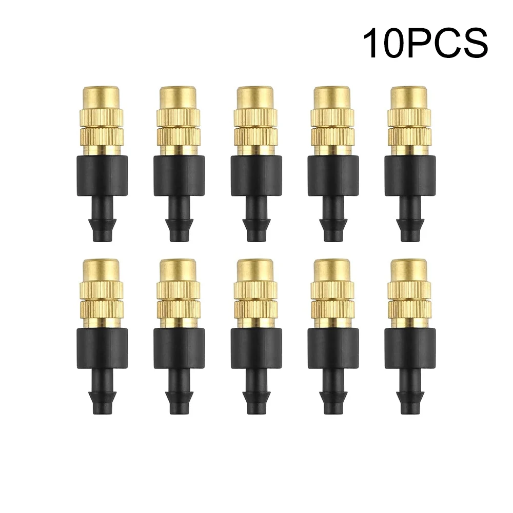10pcs 4/7PVC Outdoor Misting Cooling System Garden Irrigation Watering 1/4'' Brass Atomizer Adjustable Garden Micro Sprinklers