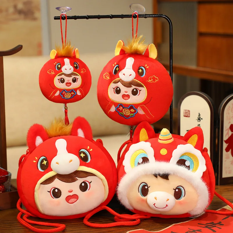 2025 الحصان العام فووا أفخم قلادة محشوة لينة الأحمر فووا تأثيري الحصان حقيبة كروسبودي هدية للأطفال هدايا السنة الجديدة #2