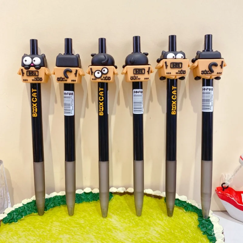

36PCS/ лот CREATIVE BOX CAT PRESS GEL PEN CUTE 0.5MM BLACK INK нейтральные ручки рекламные школьные принадлежности офиса