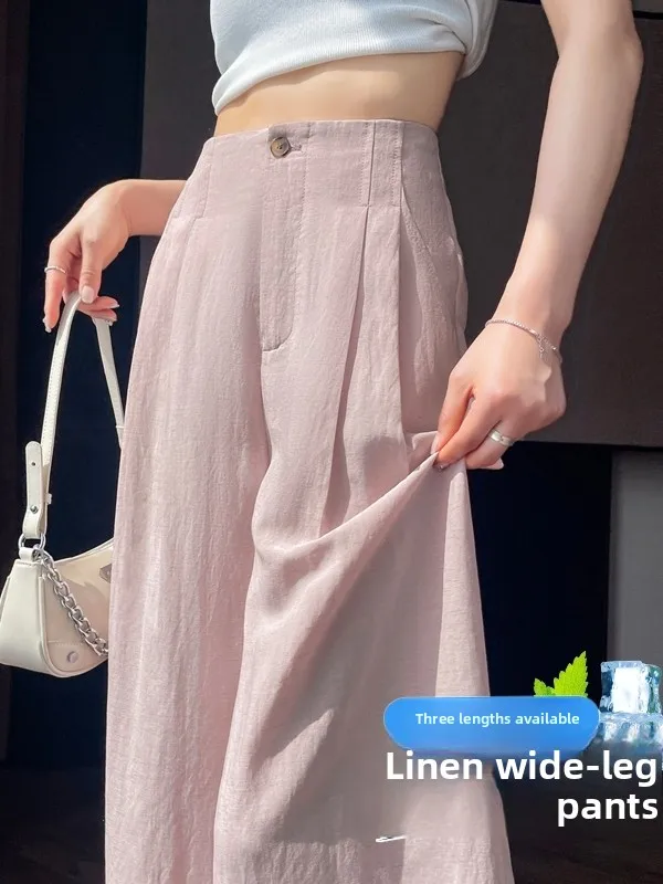 

High Waist Loose Cotton Linen Wide Leg Pants Summer 2026 New Lazy Style Women's Casual Trousers Comfortable Loose Fit Walking