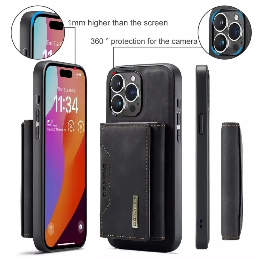 

For iPhone 15 Pro Max 15Plus Leather Magnetic Wallet Phone Case Shockproof Anti-scratch Dustproof Cover Credit Card Slots Holder