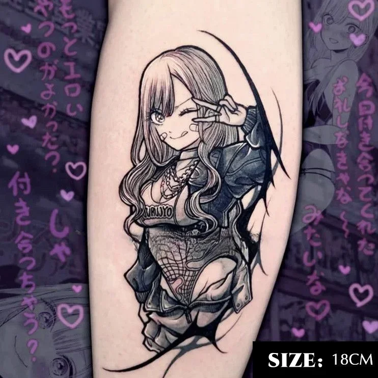 

My Dress Up Darling Anime Temporary Tattoos for Woman Man Cartoon Girl Waterproof Fake Tattoo Sticker Body Art Transfer Tatoo