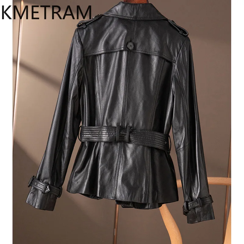 KMETRAM Real Sheepskin Leather Jacket Fashion New in Outerwears Lapel genuine leather Coat Fall Clothes 2024 Women chaquetas