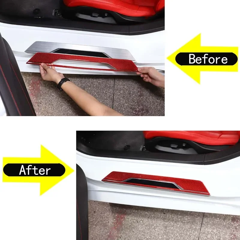 Exterior Car Door Welcome Sill Scuff Plate Trim Protector Kits Accessories For Chevrolet Corvette C8 Stingray Z51 Z06 2020-2023