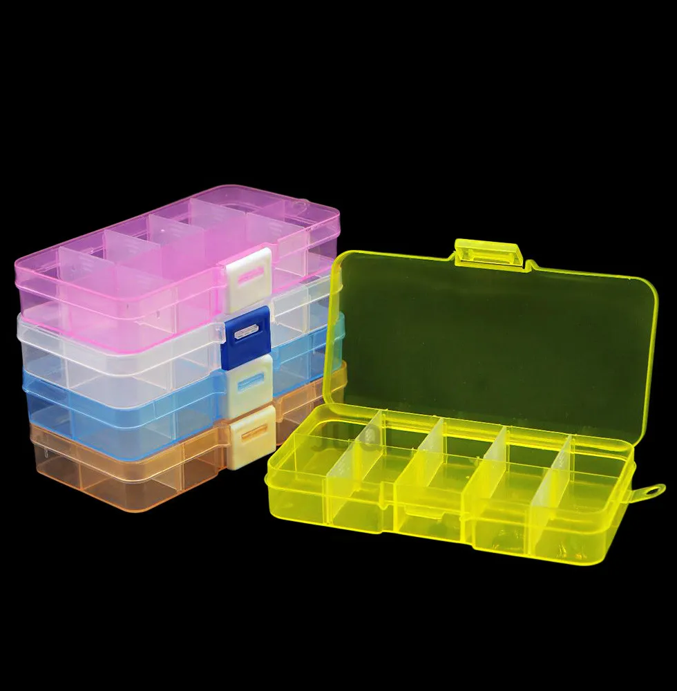 New 10 Slots Cells Colorful Portable Jewelry Tool Storage Box Container Ring Electronic Parts Screw Beads Organizer Plastic Case