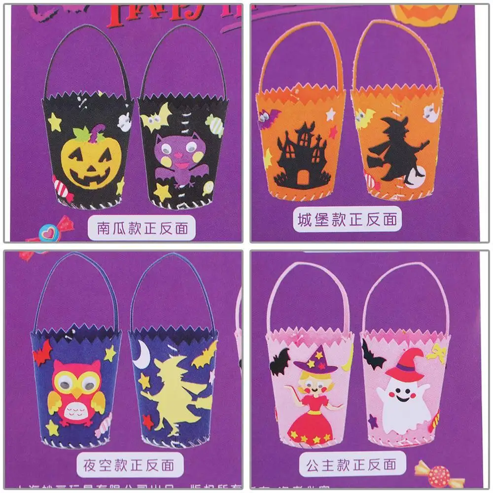 Storage Bucket Halloween Candy Bag Halloween Decoration Trick Or Treat Halloween Bag Ornament DIY Material Gift Basket Tote Bag