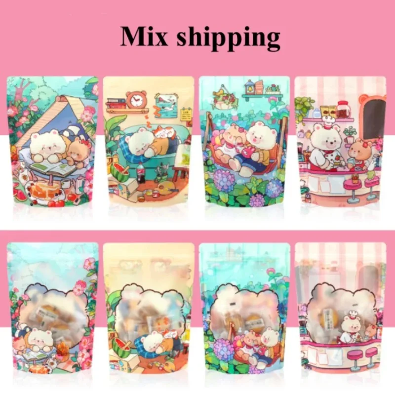 

100PCS Cute With printing Cookies Packaging Bag Stand-up Wedding Cartoon Snack Candy Sugar Coffee Beaf Gift Storage Pouches