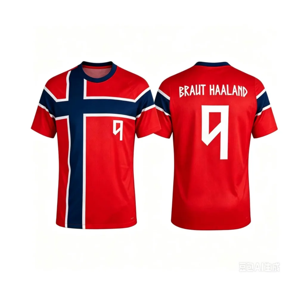 2026 Sommer Jungen HAALAND Nr.9 Fußballtrikot T-Shirt Shorts Set Damen Herren Norwegen Fußball-Fans Shirt Shorts Set Kinder Trainingsanzug Y2k – Detail 5