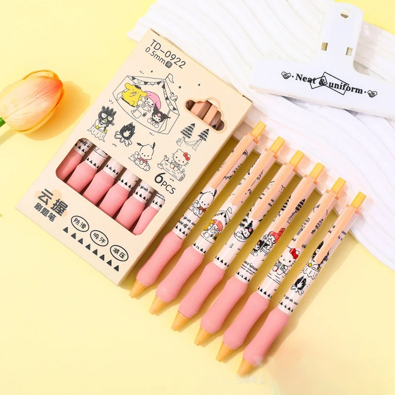 

48 шт./лот Sanrio Kuromi Melody Cinnamoroll Kitty гелевая ручка милый PomPomPurin 0,5 мм черный чернильный пресс ручки для подписи школьные принадлежности