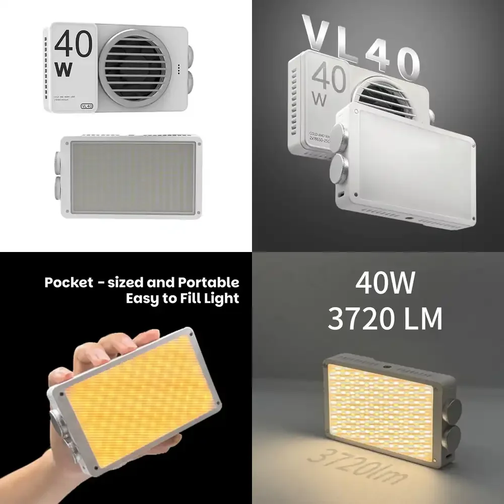 VL-40 LED40W Adjustable Color Temperature Battery-Powered Portable Pocket Fill Light for Mobile Phone Camera Live Streaming