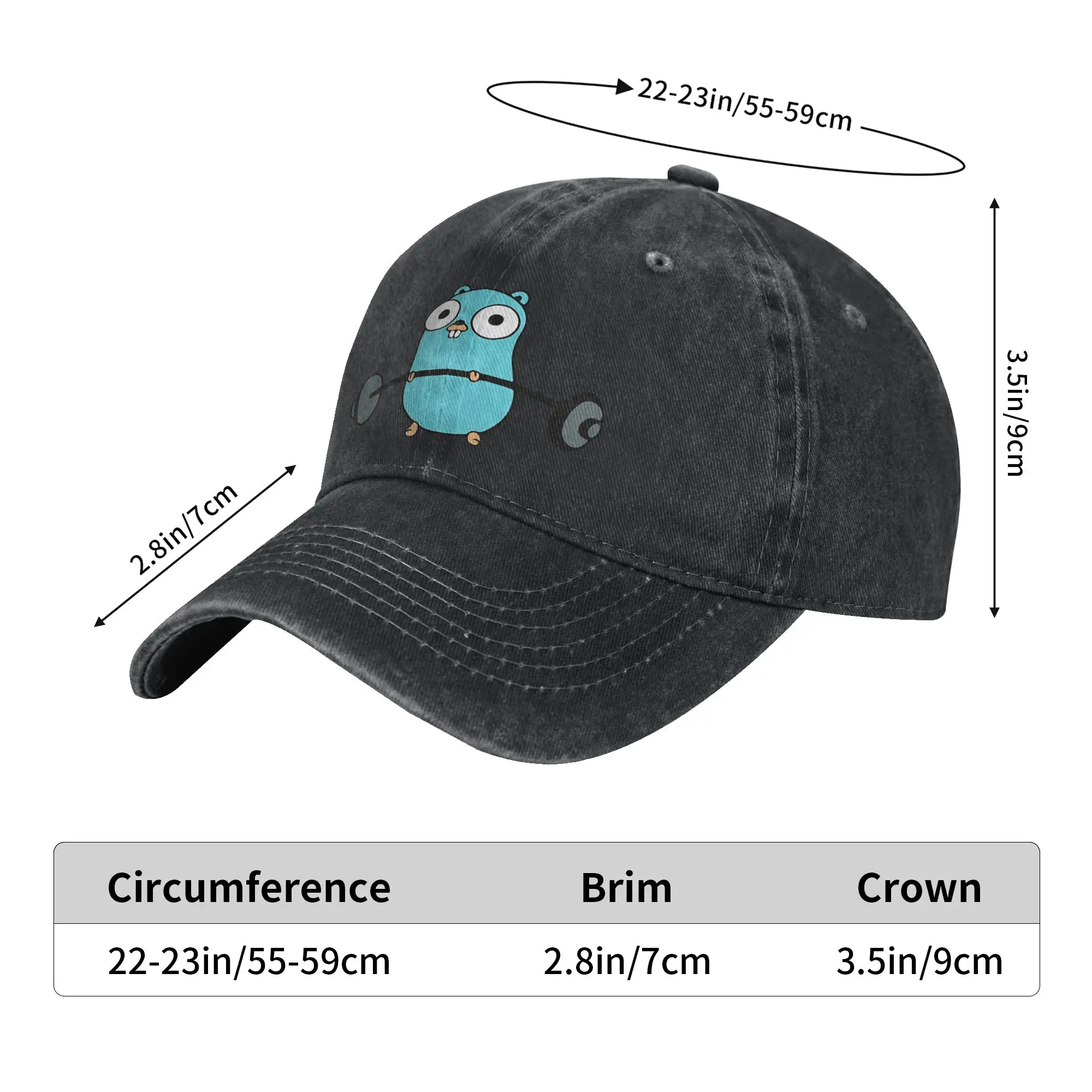 Golang Gopher  Go Workout  Baseball Cap Accessories for Men Women  Adjustable Trucker Hat