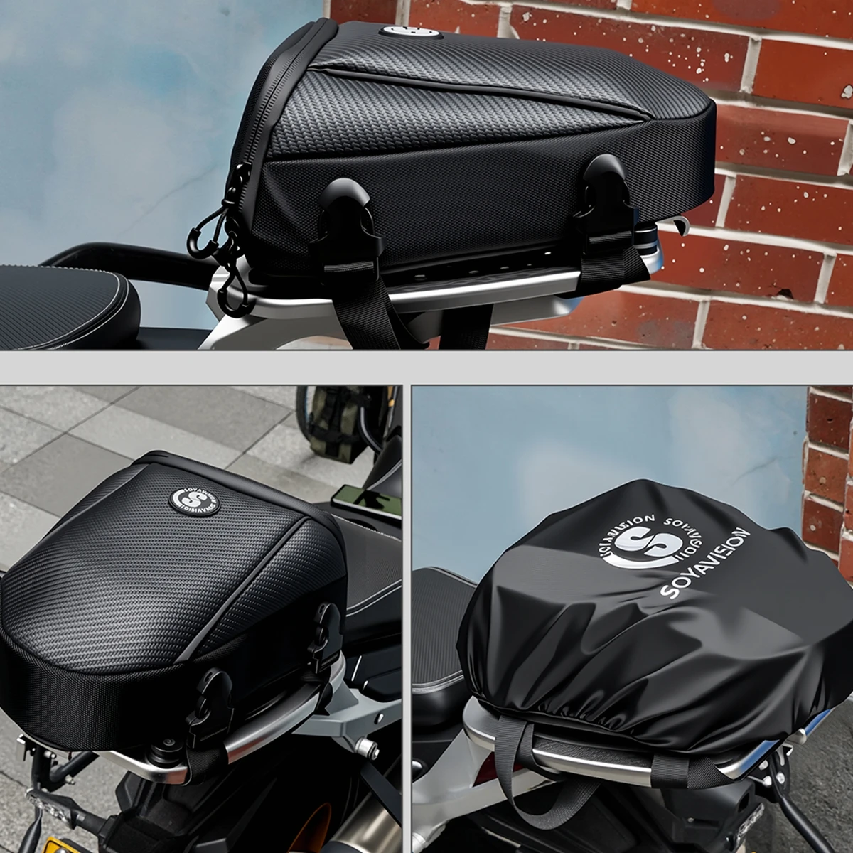 Universal Waterproof Motorbike Rear Seat Bag Multifunction Crossbody Shoulder Bag Motorcycle Tail Bag Travel Luggage Saddle Bag