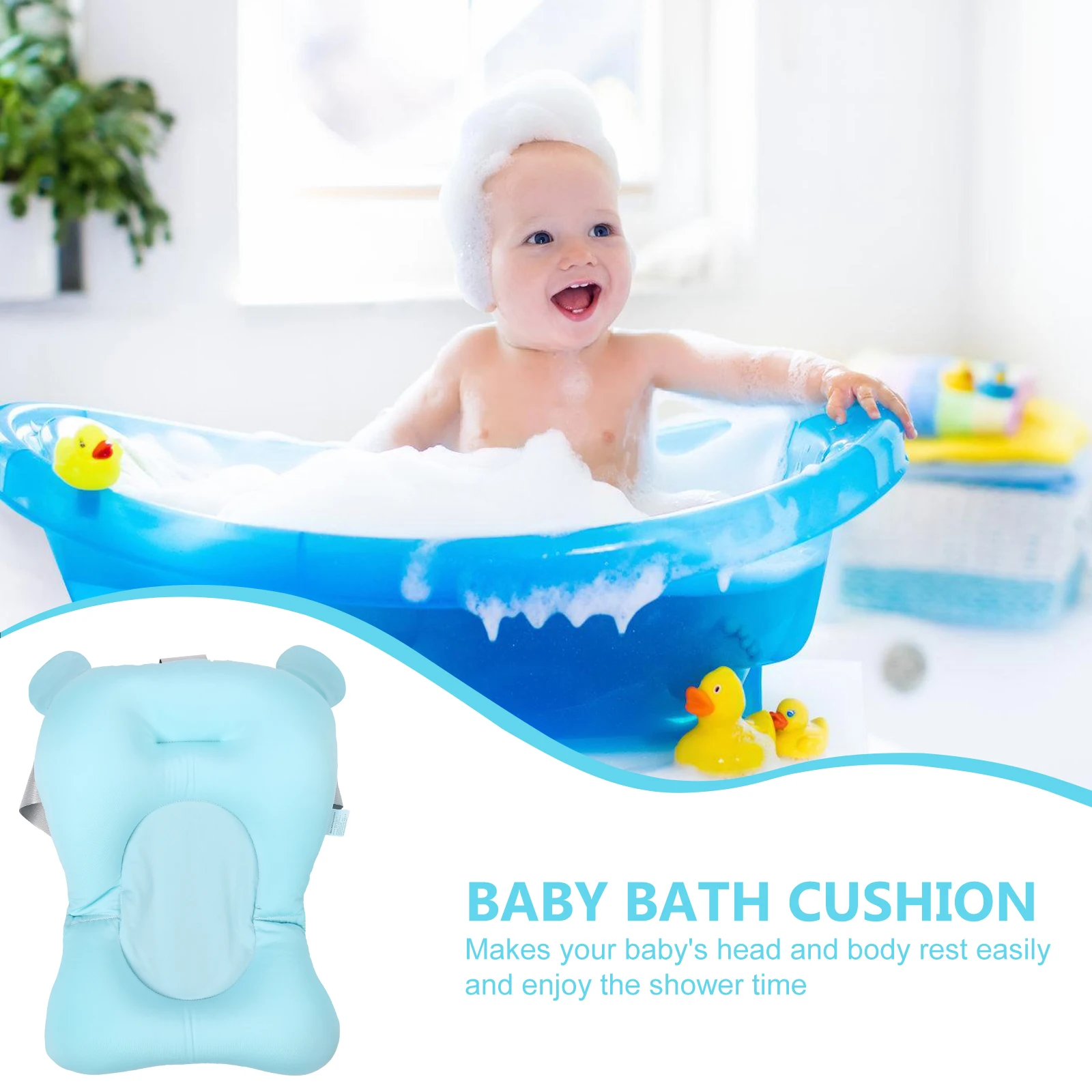 

Baby Bath Tub Mat Infant Bathing Cushion Support Bathtub Seat Newborn Toddler Cartoon Design Comfortable Safe Bathtime