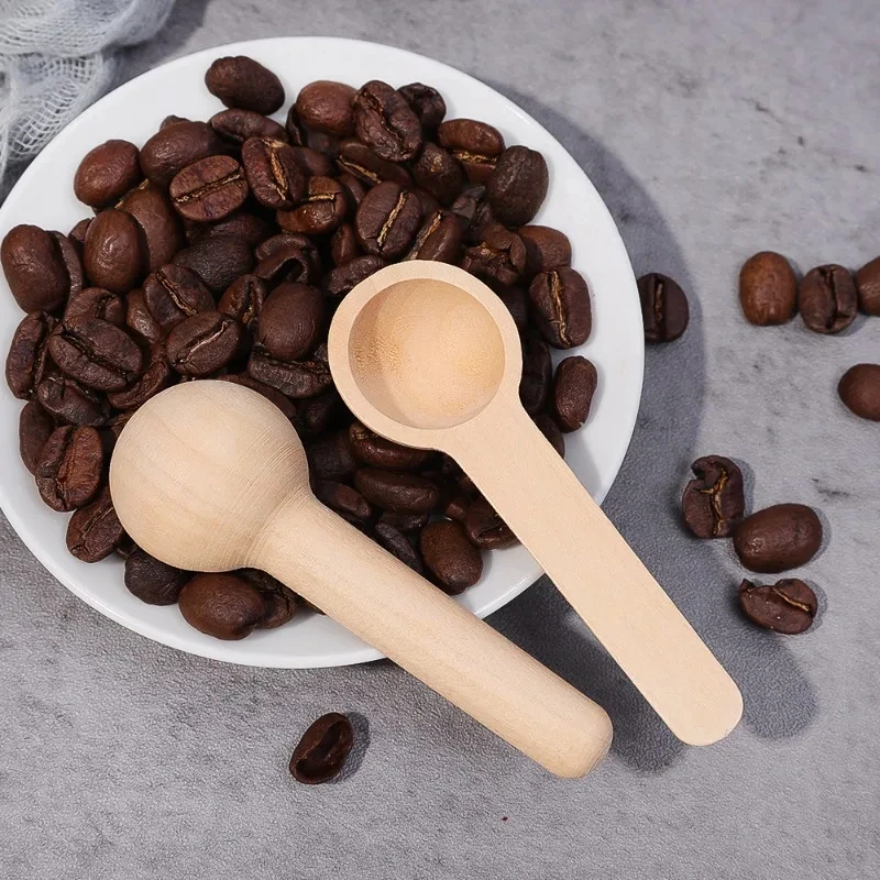50/100pcs  Round Honey Coffee Spoons Mini Wooden Spoons Home Kitchen Cooking Spoons Tool Scooper Salt Seasoning Round Mini Spoon