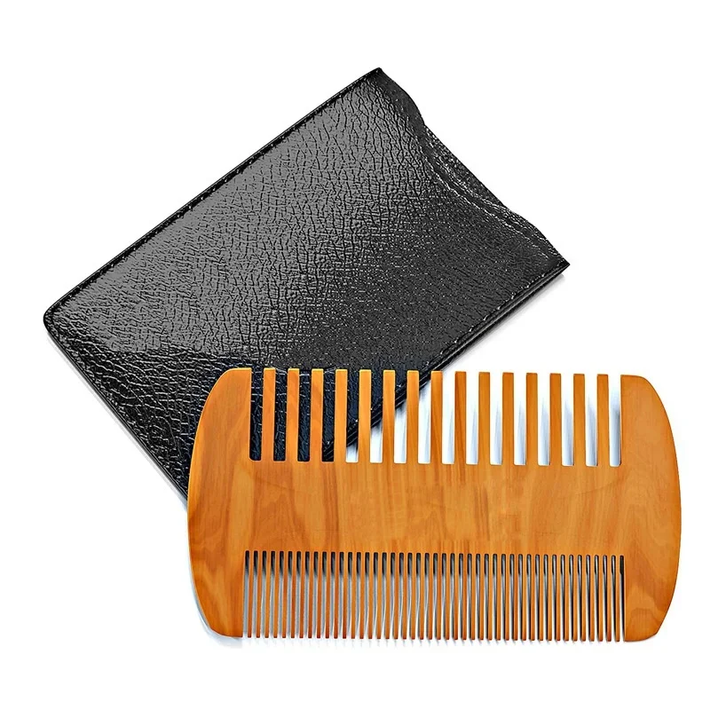 

Wooden Beard Comb & Case, Dual Action Fine Coarse Teeth, Perfect for use with Balms, Top Pocket Beards Mustaches