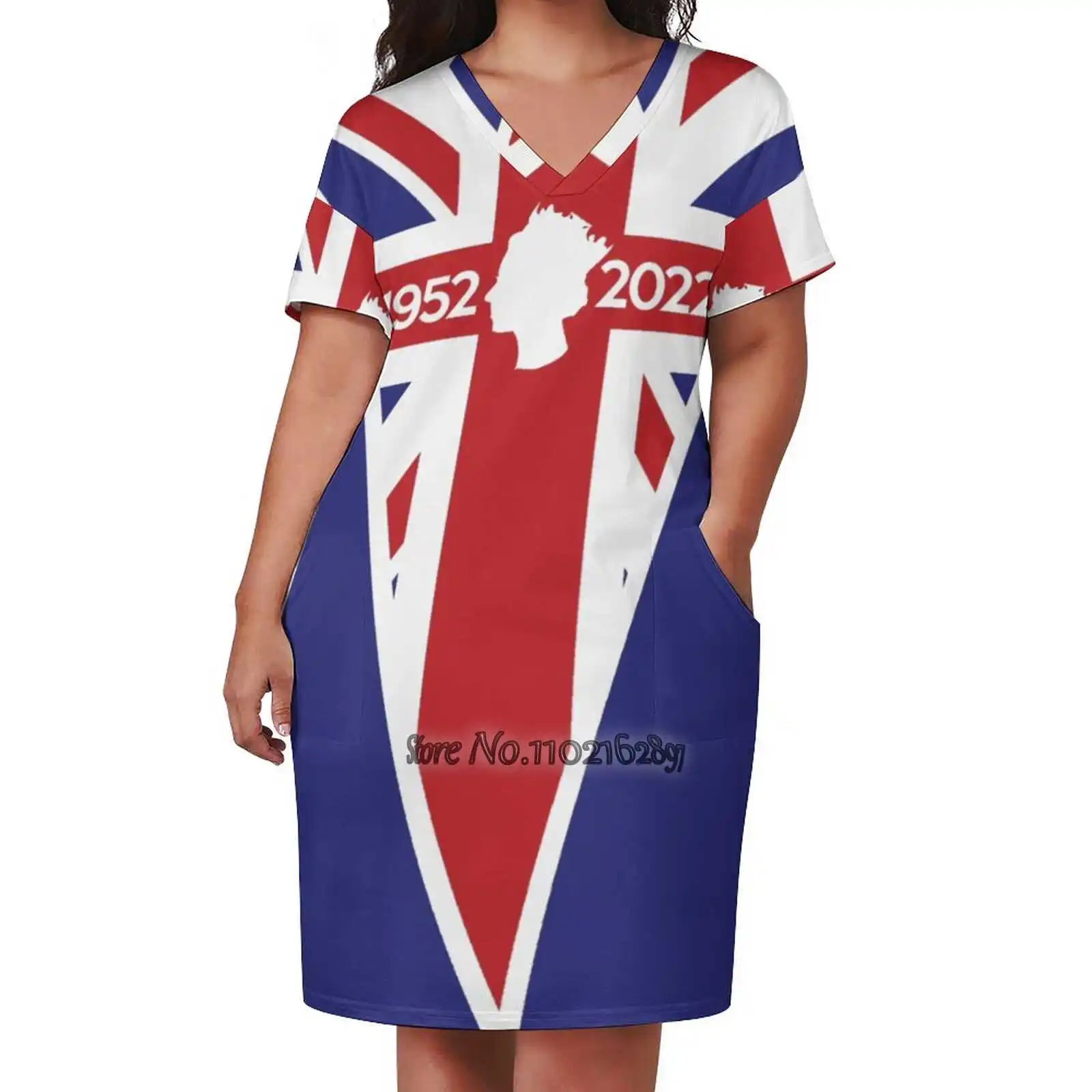 Platinum Jubilee Bunting - The Original Design Not Fake Loose V-Neck Short Sleeve Skirt Elegant High Quality Dress Lightweight