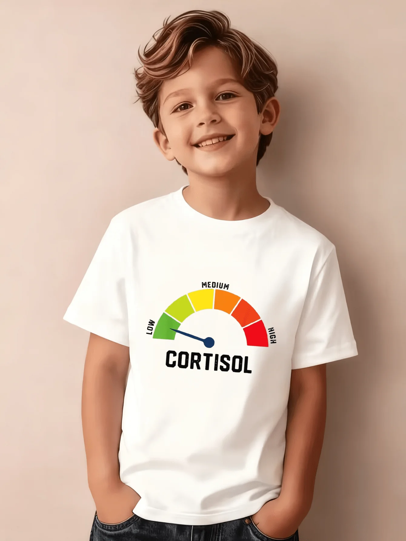 Family Cortisol Level Meter Matching Cotton Tee Parent Boy Girl Soft Summer Crew Neck Short Sleeve Top for Funny Fans Tops